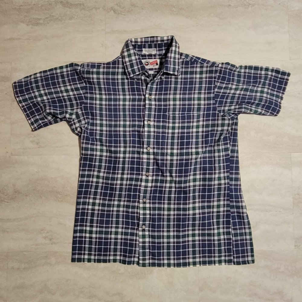 Vintage Arrow Sport Shirt Men's Large Button Up Short Sleeve Colorful Plaid